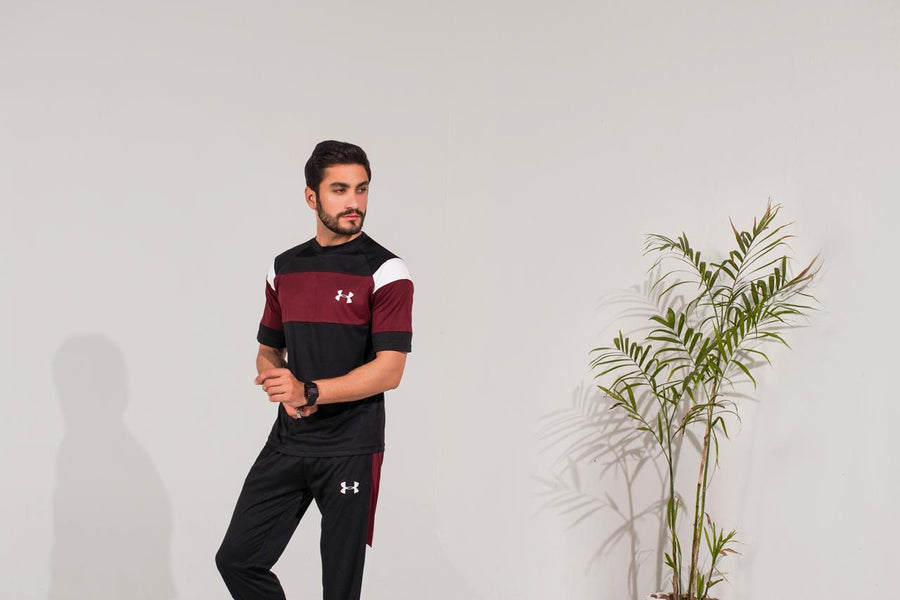 UA Exclusive Drifit Tracksuit - Black Mehroon